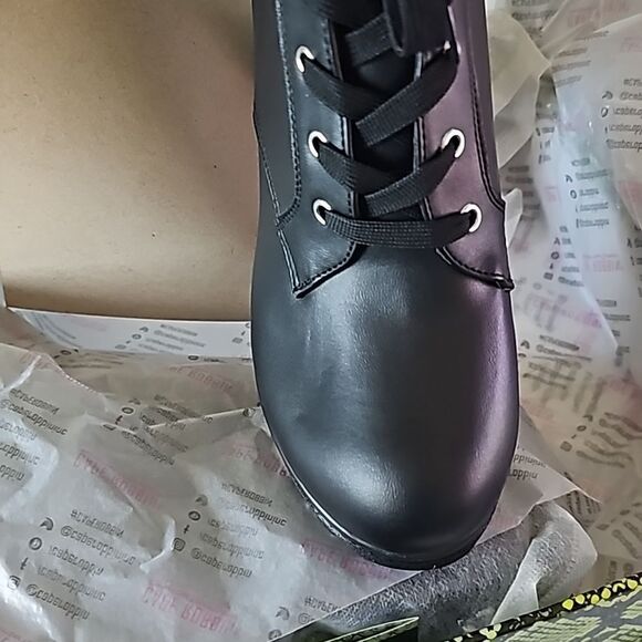 Womens Platform  Ankle Boots with Chunky Block Heels with zip pocket  sz 10 - Picture 6 of 11